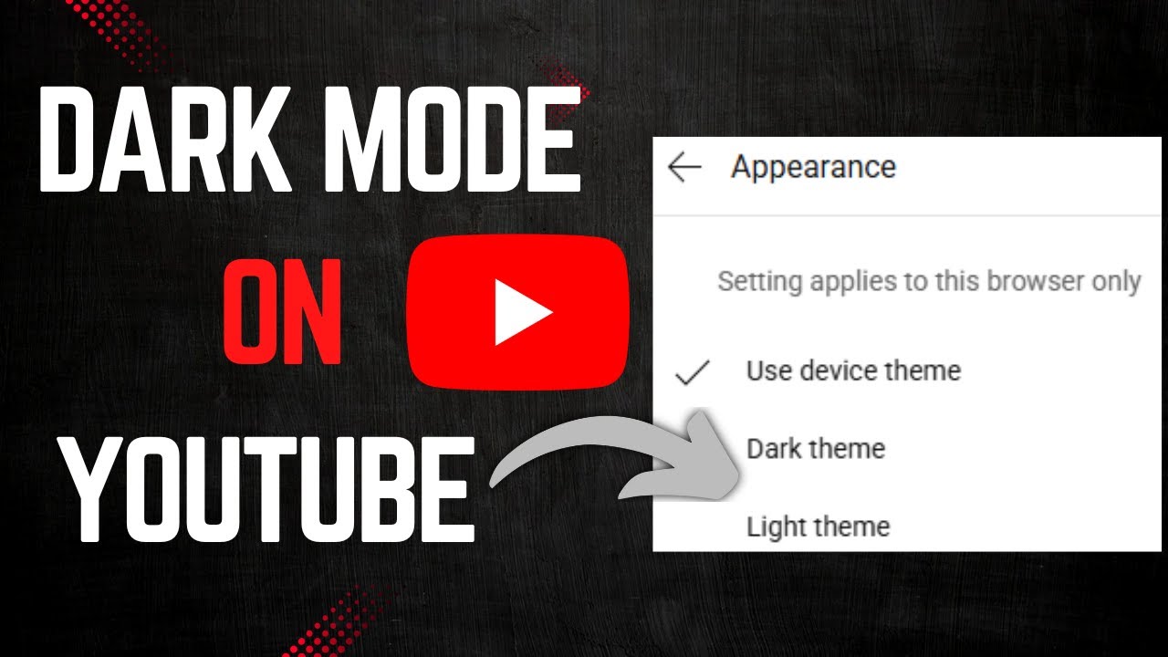 How to turn on dark mode on youtube - YouTube