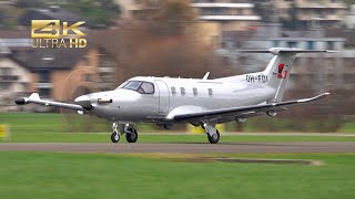 (4K) Pilatus PC-12 NGX from Fly 7 Executive Aviation OH-FDI departure at Buochs Airport BXO LSZC