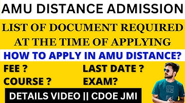 AMU Distance (CDOE)| Complete details of AMU Distance Education || Courses available in AMU distance