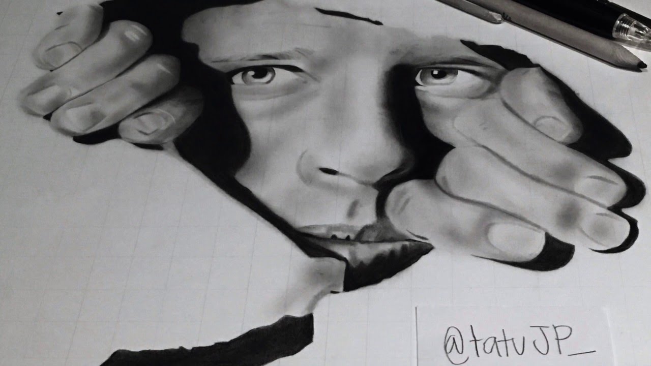 How to draw a Realistic 3D Portrait with pencil. (illusion drawing