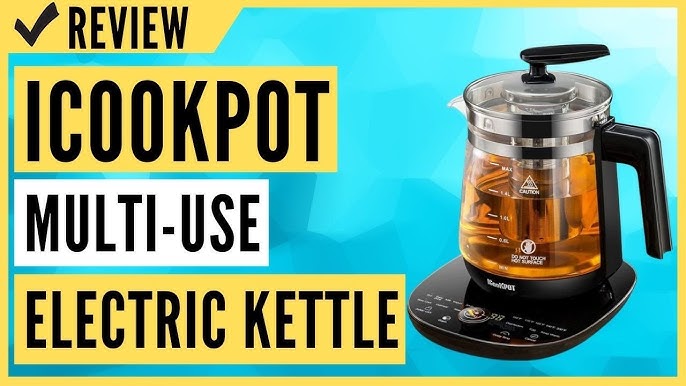  ICOOKPOT Hot Tea Maker Glass Electric Kettle with Tea