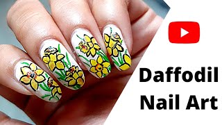 DAFFODIL Flowers Nail Art || How to Draw Daffodils on Nails Easily!