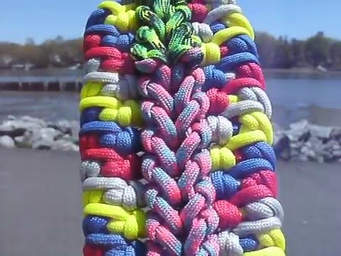 ZIPPER EYED SPINE PARACORD BRACELET KNOT TIE WIDE CUFF part 1 of 2