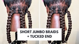 Short Jumbo Braids with Accessories | Tucked Ends | Quick and Stylish Hairstyle
