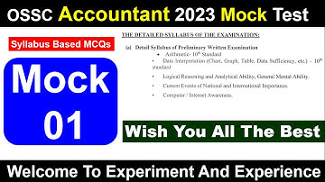 OSSC Accountant Mock Test | #ossc #osscexam