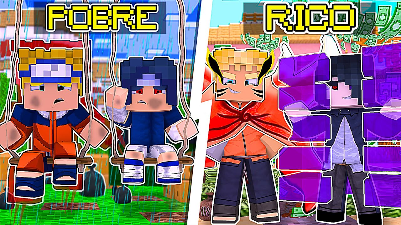 RICO VS POBRE DO NARUTO E HINATA no MINECRAFT! - BiliBili