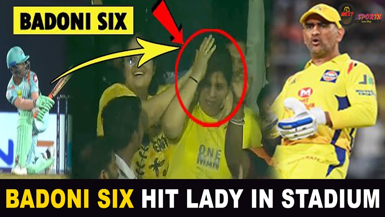 Ayush Badoni six hits female spectator in Stadium | FAN के सर पर जाकर लगी गेंद फिर देखिये क्या हुआ !