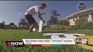 High School senior starts "Yard Card" business