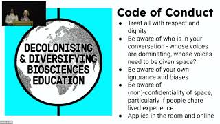 Introduction of the "Decolonising and diversifying biosciences education" event by Katharine Hubbard