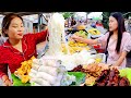 Cambodia most popular street food yellow pancake beef skewer rice noodles spring roll  more