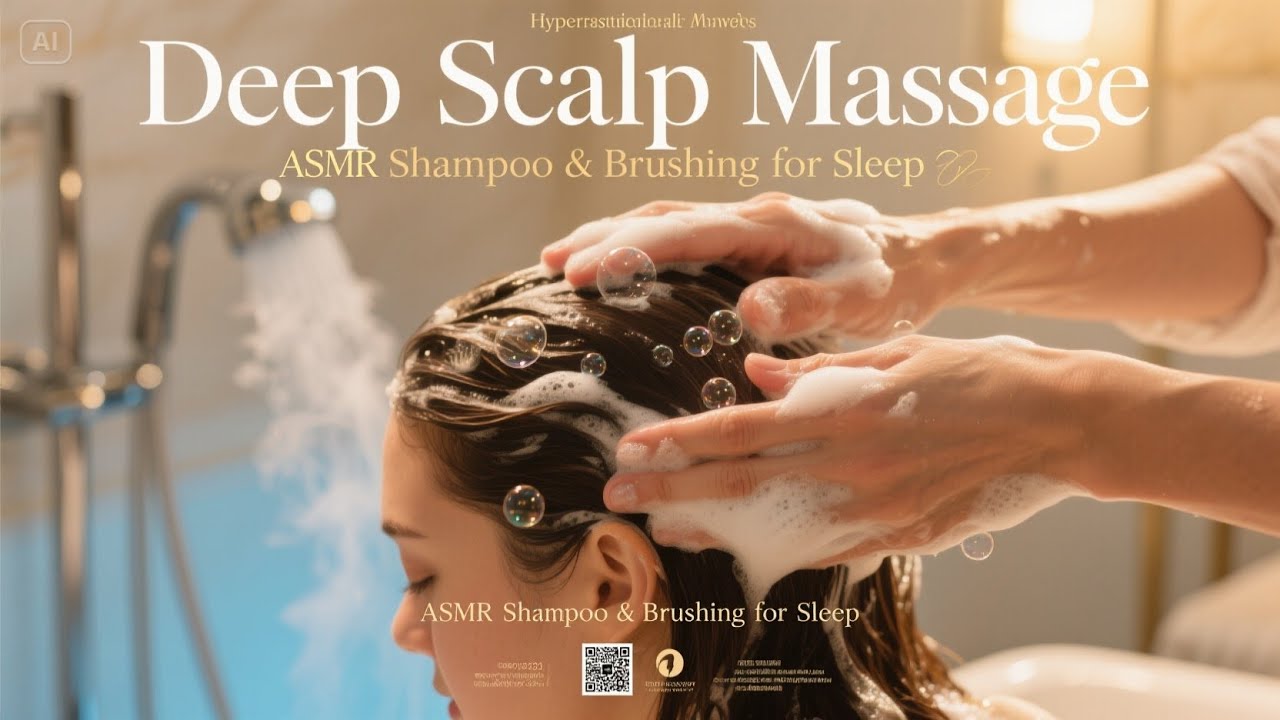 Deep Scalp Massage ASMR 🧴 Shampoo & Brushing for Sleep 😴