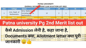 Patna university Pg Regular 2nd  Merit list out 2022-24|Allotment letter|Admission process|Document|