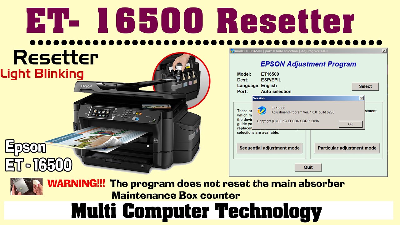 Epson ET 16500 Resetter adjustment program YouTube