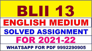 BLII 13 Solved Assignment 2021-22 in ENGLISH | BLII 13 Solved Assignment 2021-22 | BLII 13 2021-22