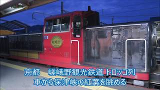 嵯峨野観光鉄道トロッコ列車から見た保津峡の紅葉