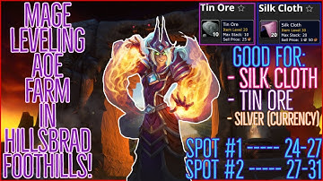 Classic WoW | AoE Mage Farm Classic Leveling Guide (Hillsbrad Foothills) | Level 24-31!