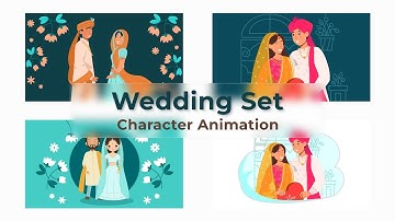 Flat Character Motion Graphic Animation | After Effects Templates | Wedding Set Scene Pack #1