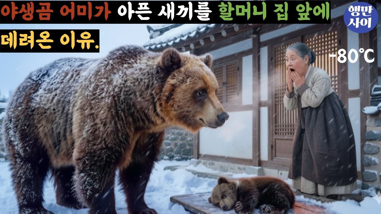 추운 겨울 야생 곰 어미가 아픈 새끼 곰을 살리기 위해 선택한 위험한 행동