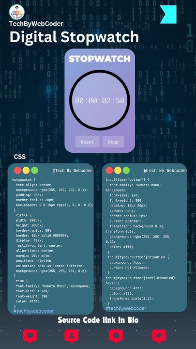 Digital Stopwatch Using Html,Css And Javascript|| Source Code Link In ...