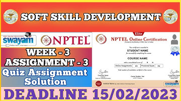 soft skills nptel assignment 3 answers 2023 | NPTEL 2023 Answer | Soft skill Development 2023