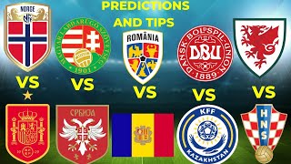 DENMARK VS KAZAKHSTAN / HUNGARY VS SERBIA / NORWAY VS SPAIN / WALES VS CROATIA PREDICTIONS