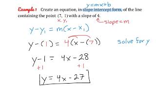 Creating Equations Using Point-Slope Form (Day 1)