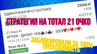 ✅СТРАТЕГИЯ НА ТОТАЛ 21 ОЧКО | ЗАБЛОКИРОВАЛИ ЗА 100% ПРОХОДИМОСТЬ🔥