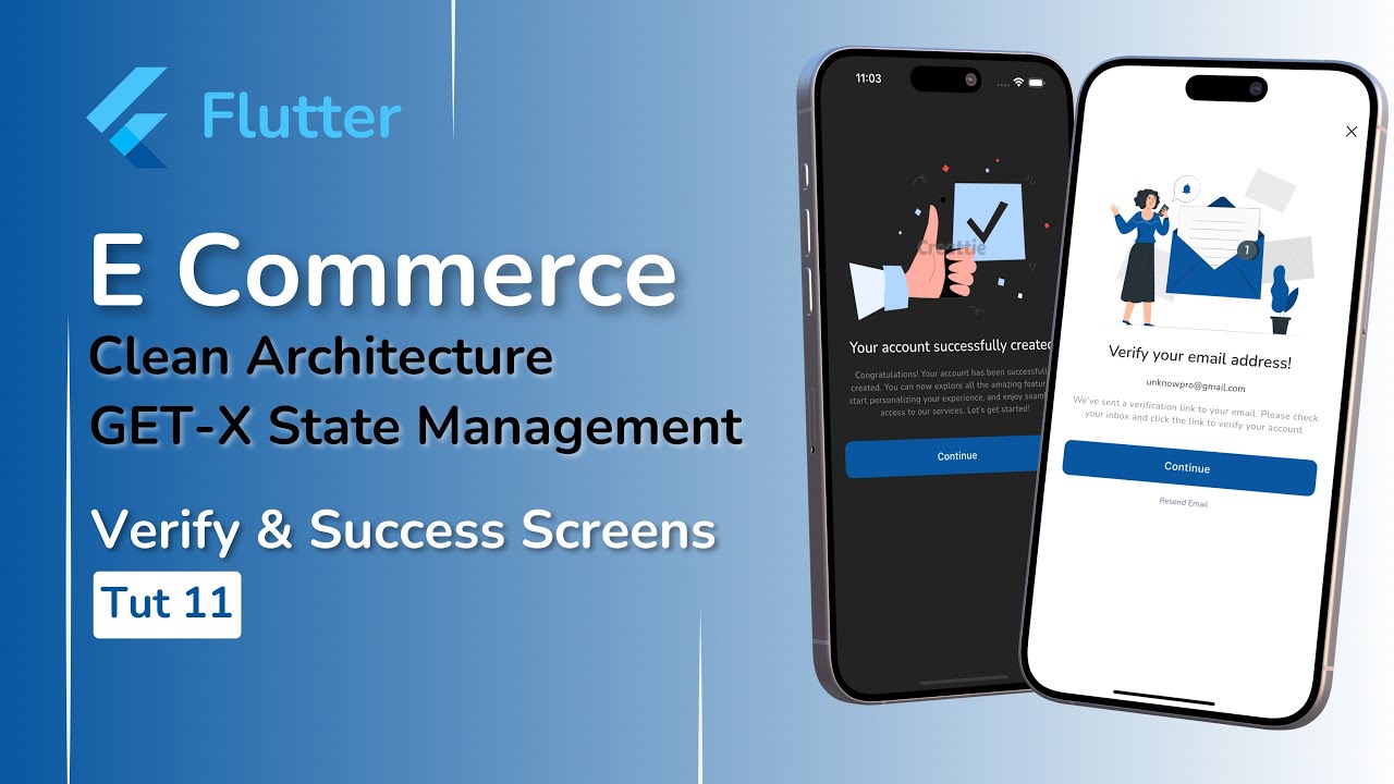 Flutter E-Commerce: Email Verification & Success Screens | Flutter UI Tutorial