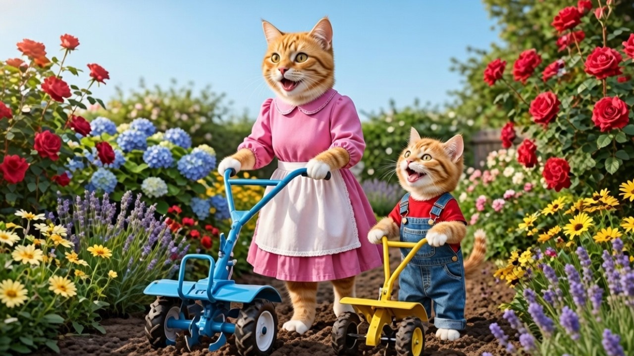 Mama Cat Trims Fur on the Farm and Makes Tiger Hat For Kittens At Home🐾🎩🐯