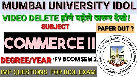 #PAPER_OUT? 2024  #Commerce   IMP questions    FY BCOM SEM 2 ARK sir Mumbai University Idol exam