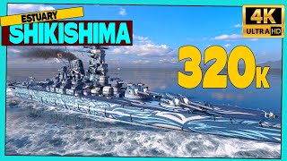 Battleship Shikishima on map Sleeping Giant, 320k damage - World of Warships