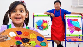 Alex y Ellie Ayudan a su Tío con los Colores de Pintura ¡Diversión Creativa!