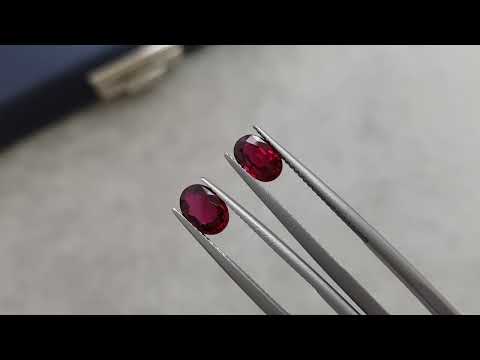 Pair of rubies from Mozambique pigeon blood color 2.36 ct Video  № 2