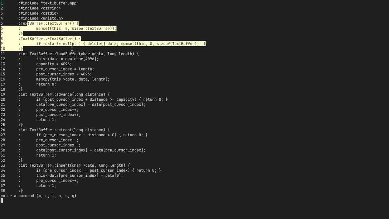 Text editor from the ground up, part 3: gap buffer