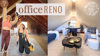 ATTIC TO OFFICE?? Turning our HORRIFYING garage attic into a COZY OFFICE | diy attic conversion