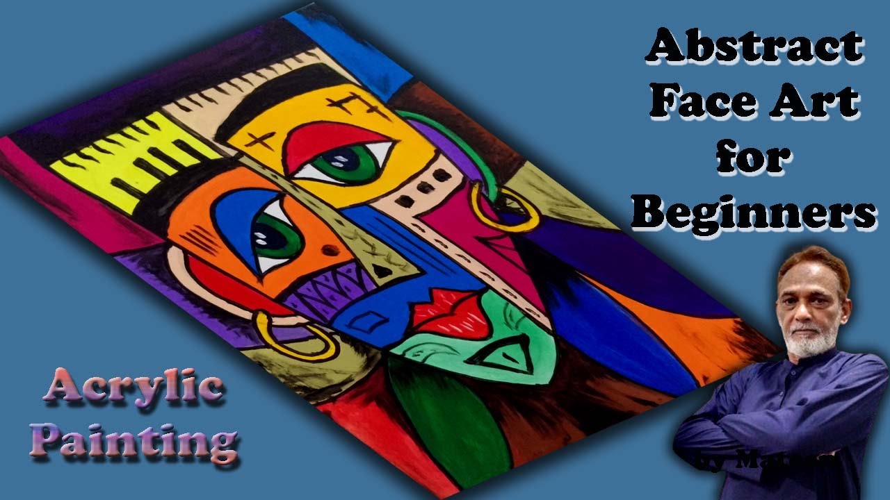 How to Paint Abstract Face | Art for Beginners | Acrylic Colors | Easy ...