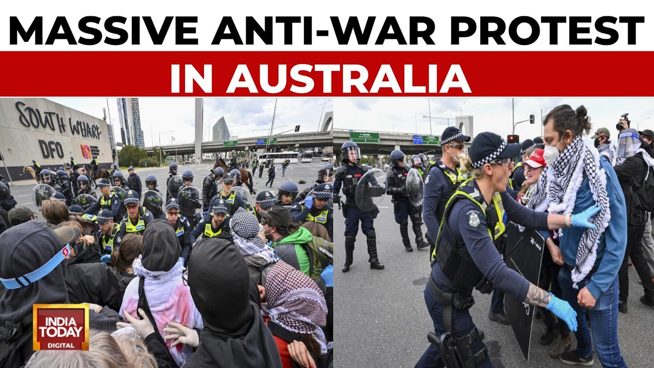 Australia Protests: Anti- War Protesters Clash With Police Outside Arms ...