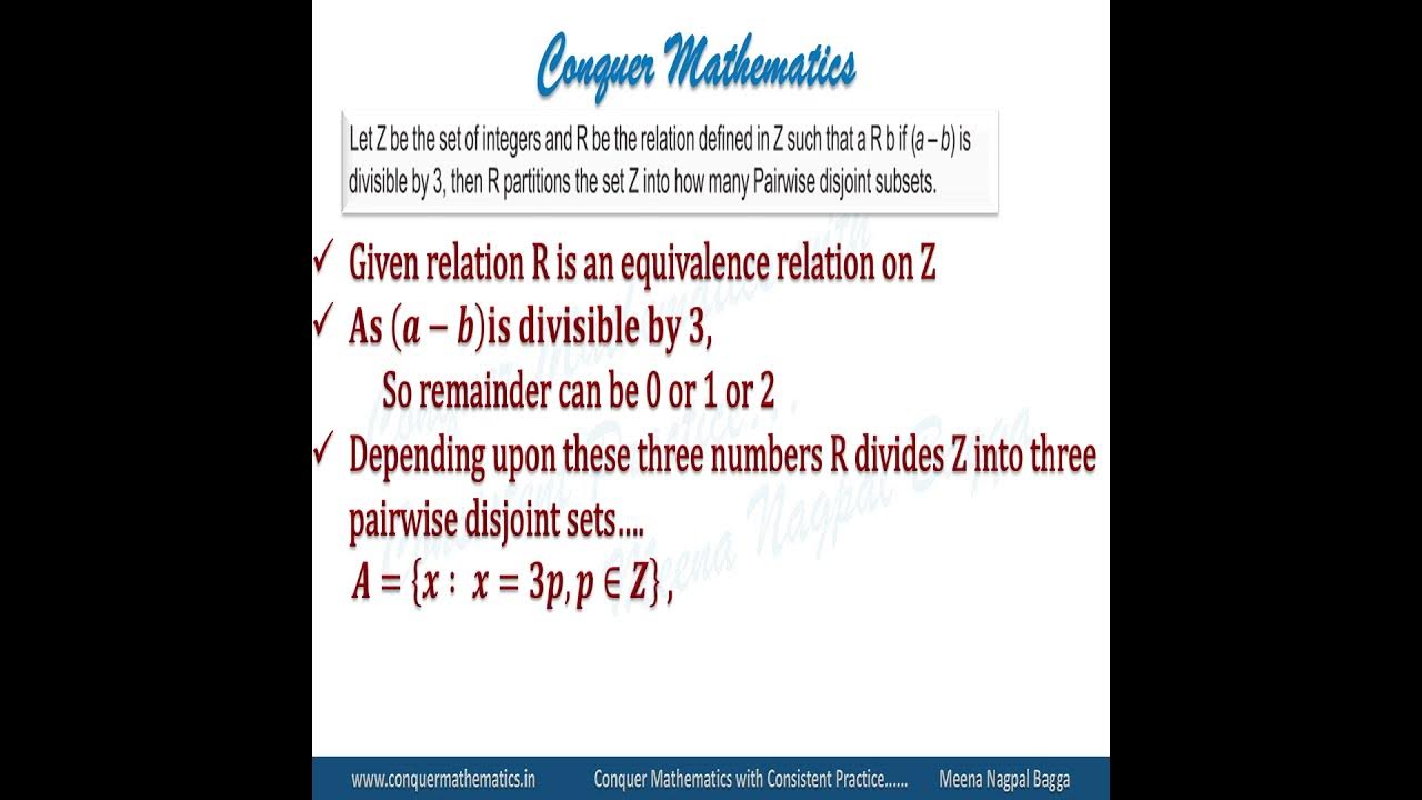 Number of Disjoint Sets created by an Equivalence Relation Class 12 Mathematics, Support