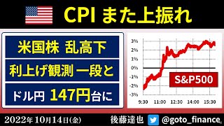 CPIまた上振れ　米国株 乱高下　円安147円　利上げ観測一段と