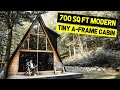 Modern Off Grid Tiny A-Frame Cabin! (SECRET TRANSFORMABLE ROOFTOP)