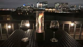Twisted Flames Patio Fire Pit | City Night Views & Wine Vibes