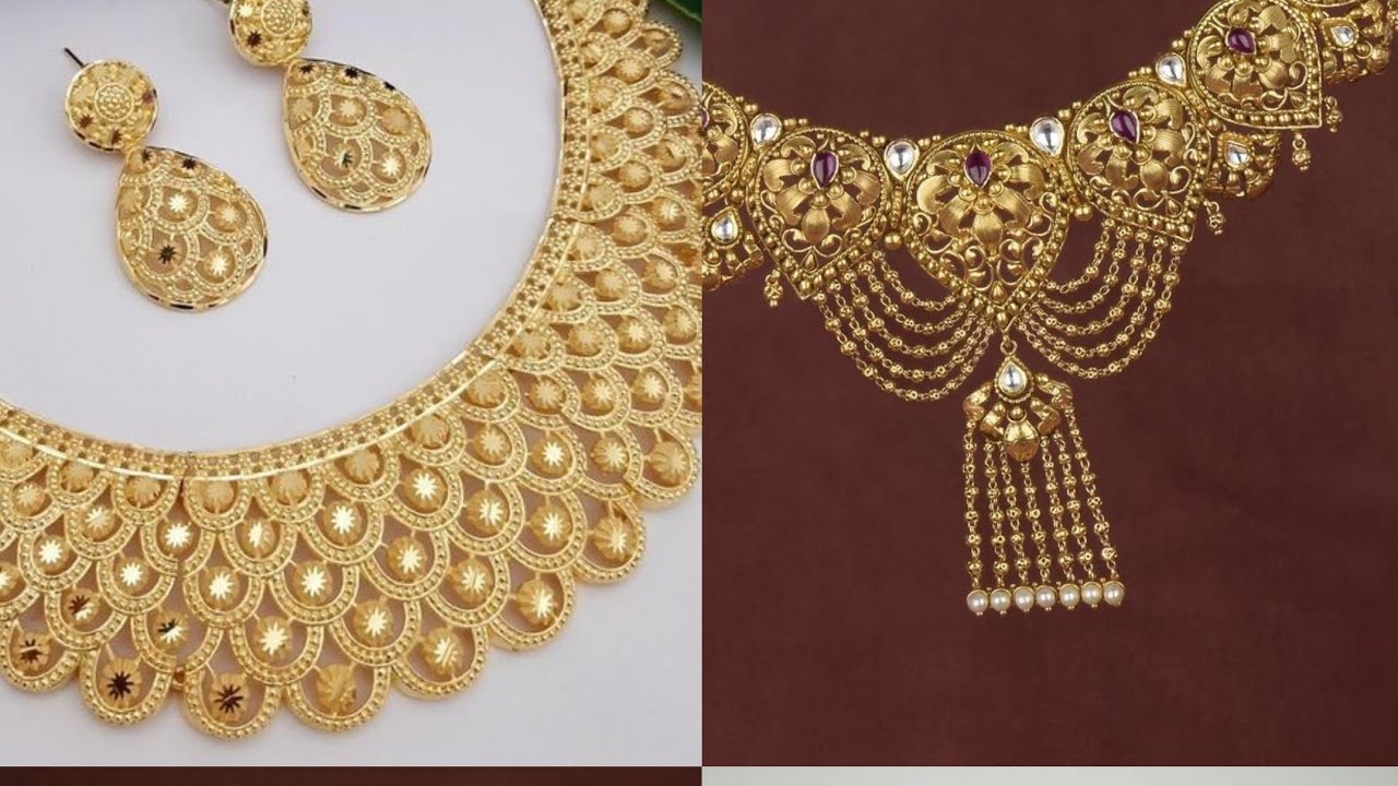 evergreen bridal gold set/stylish and unique gold sets for brides - YouTube