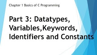 Part 3.1   Rules for Variables, What are Keywords,Identifiers