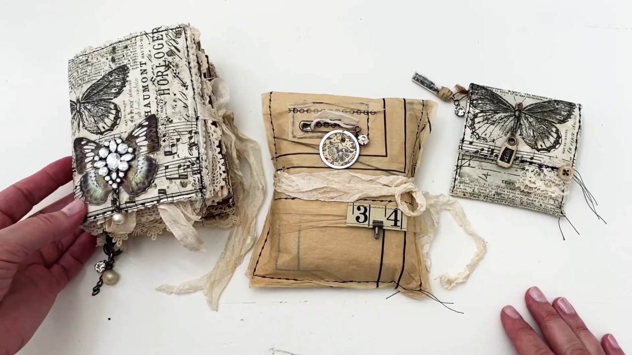 Junk Journal | Soft Cover Book | Sewing Tissue Paper and Tim Holtz Tissue Wrap | Flip Through