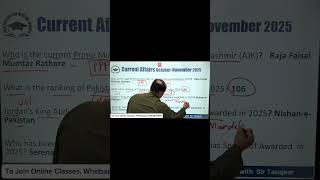Monthly Current Affairs October-November 2025| PPSC Preparation Daily FPSC SPSC CSS KPPSC