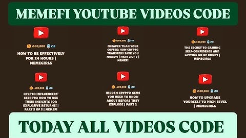 Memefi all video codes today 31 October | Memefi youtube video code I memefi video code today |