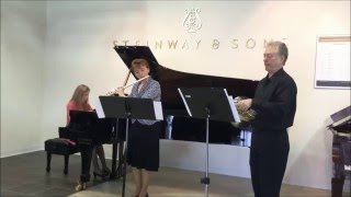 Christine Donkin Bagatelle Rehearsal For Horn Flute And Piano At Steinway Store