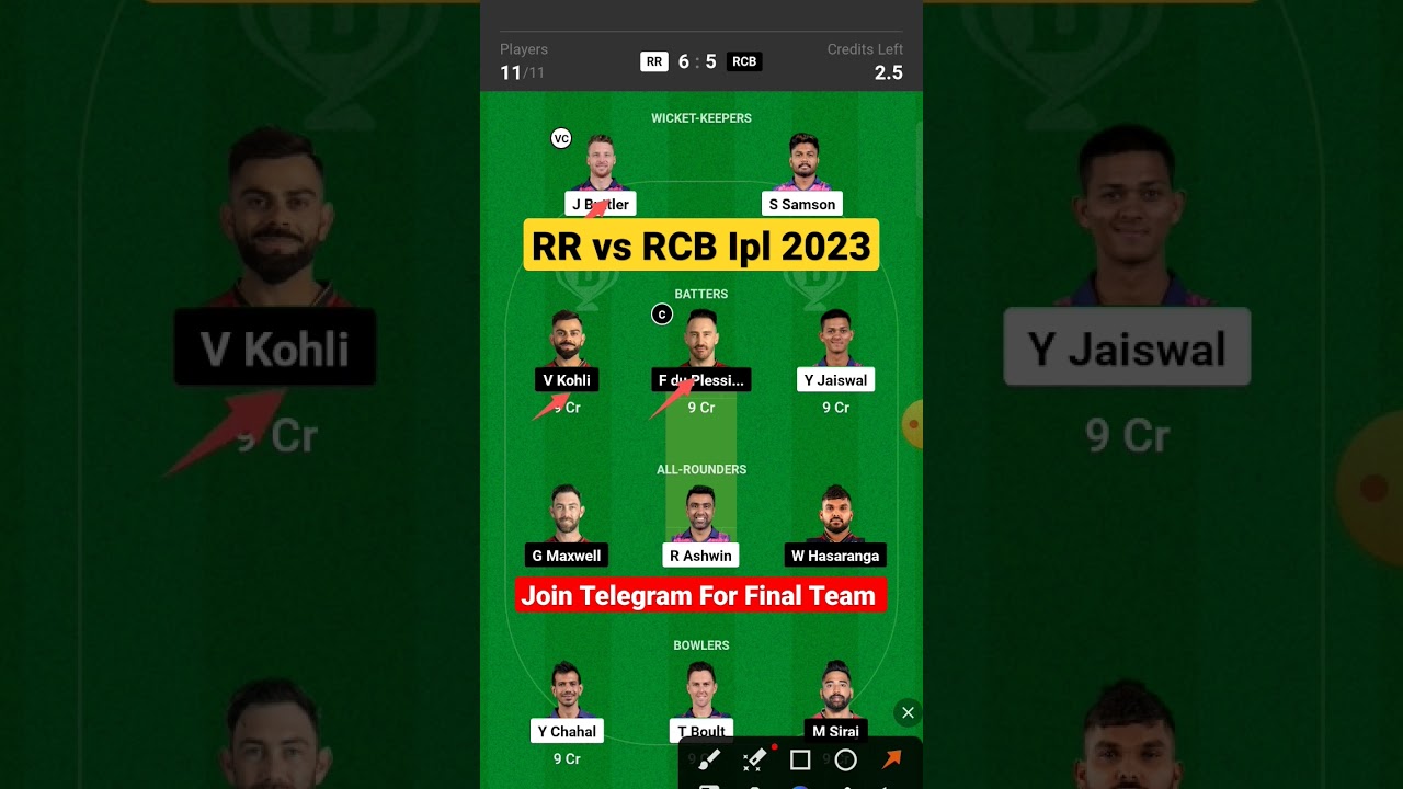 Rajasthan vs Benglore Ipl 2023 Dream11 | rr vs rcb dream11 prediction | rr vs rcb dream11 today team