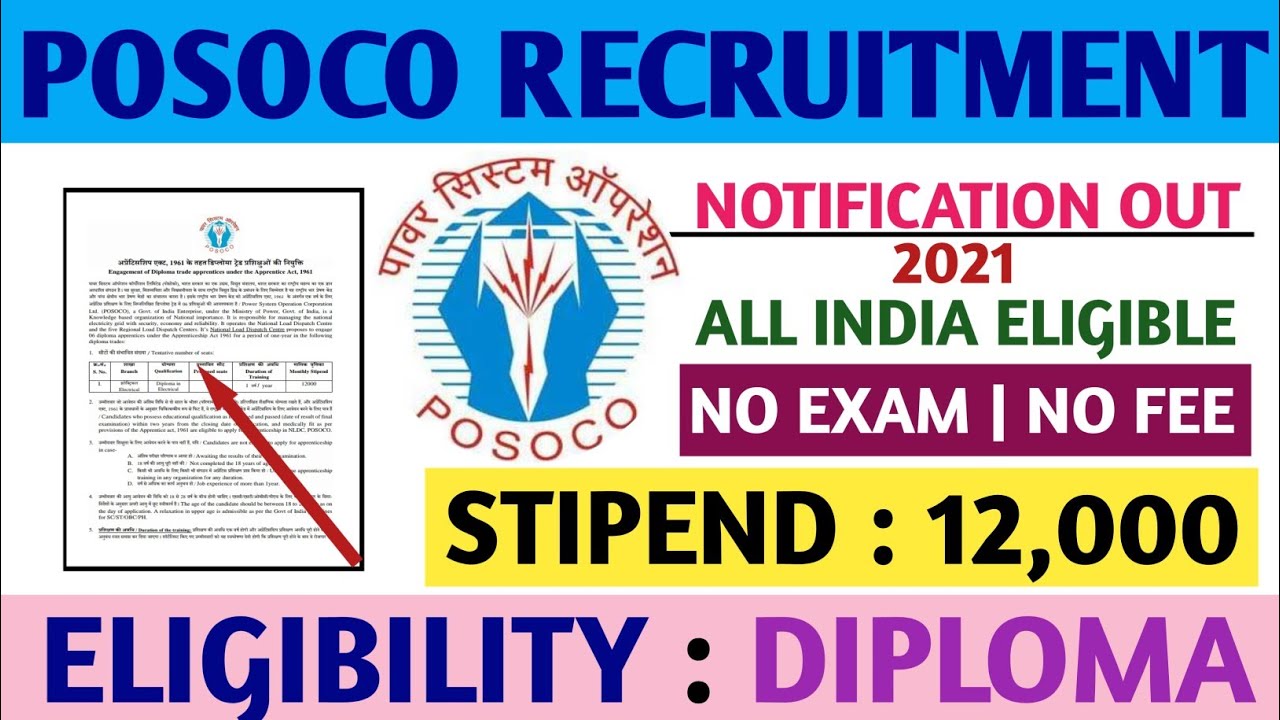 POSOCO Recruitment 2021 | Diploma Trade Apprentice | All India Can Apply | All Details