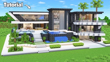 Minecraft: ULTIMATE MODERN HOUSE TUTORIAL (Easy to Follow) #83 - Interior in Description!